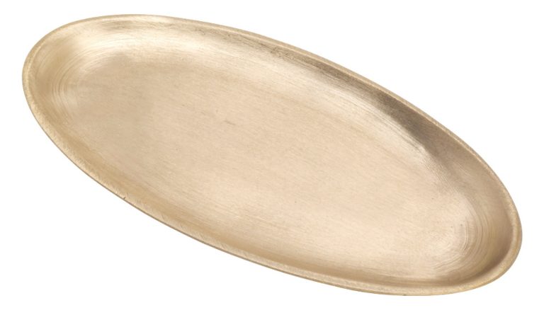 Świecznik z mosiądzu - owalny talerzyk - 12 x 6 cm