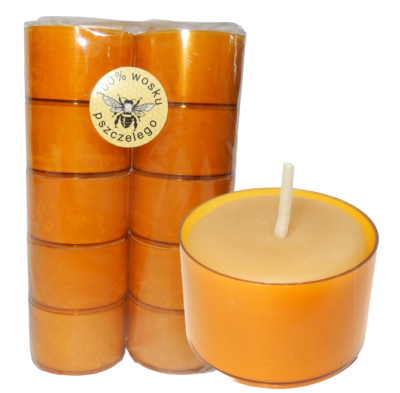 Tealighty z Wosku Pszczelego – Naturalne Podgrzewacze w Foremkach Amber (10 szt.)