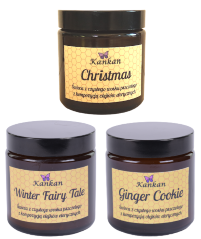 Zestaw Świec Zapachowych - Zimowa Magia: Cristmas + Winter Fairy Tale + Ginger Cookie